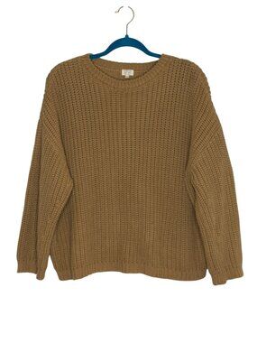 The Simple Folk Chunky Knit Crewneck Sweater Oversized Tan Caramel 2